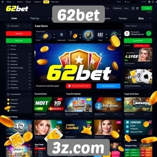 Avaliação da interface do site 62bet