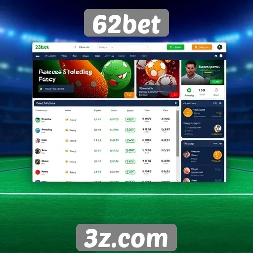 Análise da interface do usuário no site 62bet