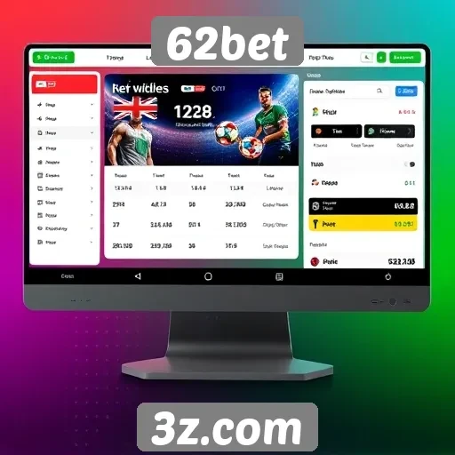 Análise da interface usuário do site 62bet